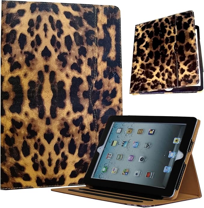 Case for iPad 10.2 9th 8th 7th Generation Multi Viewing Stand Folio Smart Cover with Pocket Auto Wake Up/Sleep for 2021/2020/2019 A2602 A2603 A2604 A2270 A2428 A2429 A2197 A2200 (Leopard)