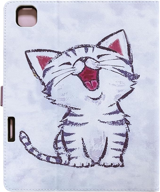 for iPad Pro 13 inch M4 Case 2024with Stand/Hand Strap/Pencil Holder/Pockets [Auto Wake/Sleep] PU Leather &amp Soft TPU Back Shockproof Cover Magnetic Smart Wallet ShellCute Red-Billed Cat