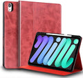 for Ipad (A16) 11th Gen 11 inch 2025 and Ipad 10th Generation 10.9-inch Case 2022 Genuine Leather Cover Protective ShellBuilt-in Pencil Holder and Auto Wake/Sleep.Red
