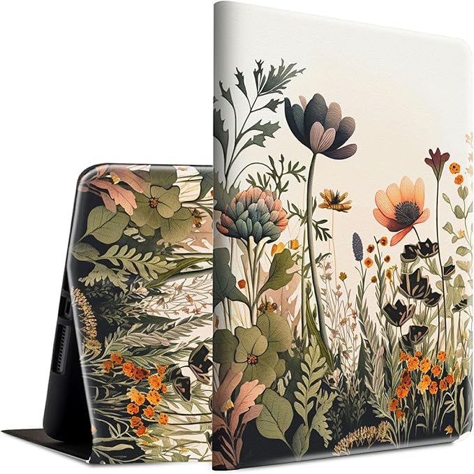 Case for Kindle Paperwhite 12th Generation &amp Kindle Colorsoft Signature Edition 2024 7 inch Lightweight Smart Case PU Leather Adjustable Stand Protective Cover with Auto Wake/Sleep - Floral Flower