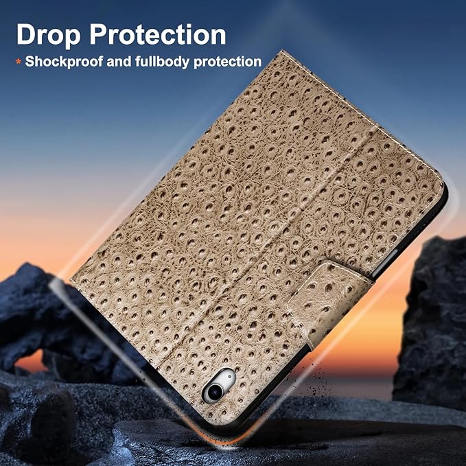 Gexmil Leather Case for iPad (A16) 11th Generation 11 Inch 2025 iPad 10th Generation 10.9 Inch 2022Protective Cover with Pencil HolderMagnetic ClosureAuto Sleep/WakeKhaki