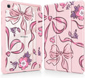 Mektron Case for Samsung Galaxy Tab S6 Lite 10.4 Inch 2024/2022/2020 with S Pen Holder Multi-Angle Viewing with Shockproof Cover Clear Shell + Trifold Stand + Auto Wake/Sleep Flowers-Bows-Pink