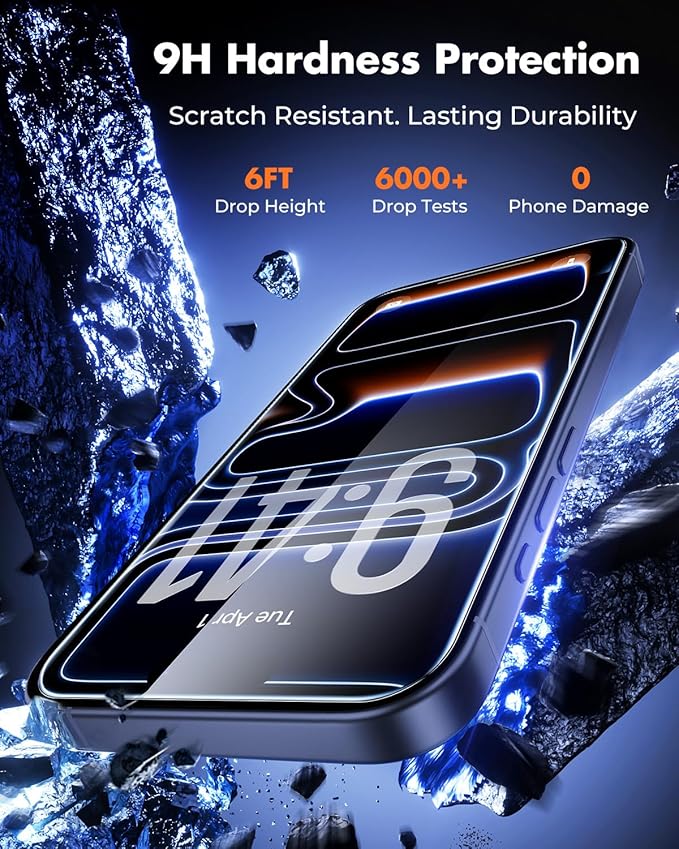 UNBREAKcable 4-Pack Screen Protector for iPhone 17 Pro Double Shatterproof Tempered Glass [Easy Installation Frame] [9H Hardness] [99.99% HD Clear] [Case Friendly] for iPhone 6.3 inch