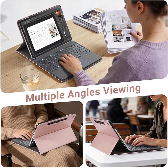 CoBak Case for Microsoft Surface Pro 12 (2025) Premium Business Cover with Multi-Angle Stand Embedded Stylus Holder Keyboard Support &amp Built-in Organizer – Tailored for ProfessionalsPink