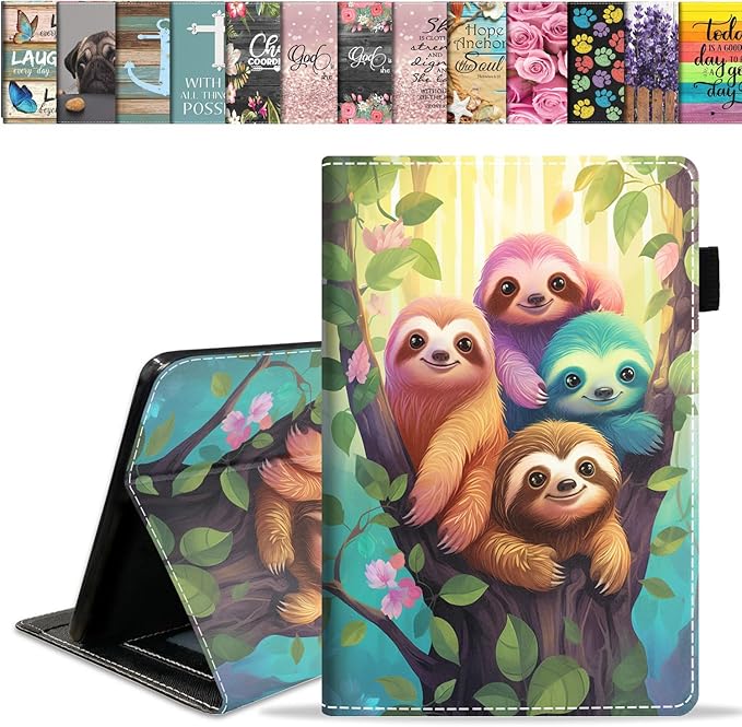 Case for All-New Amazon Fire HD 10 &amp 10 Plus Tablet 10.1 (13th/11th Generation 2023/2021 Release) Slim PU Leather Stand Cover with Card Slot &amp Auto Wake/Sleep - Cute Sloth