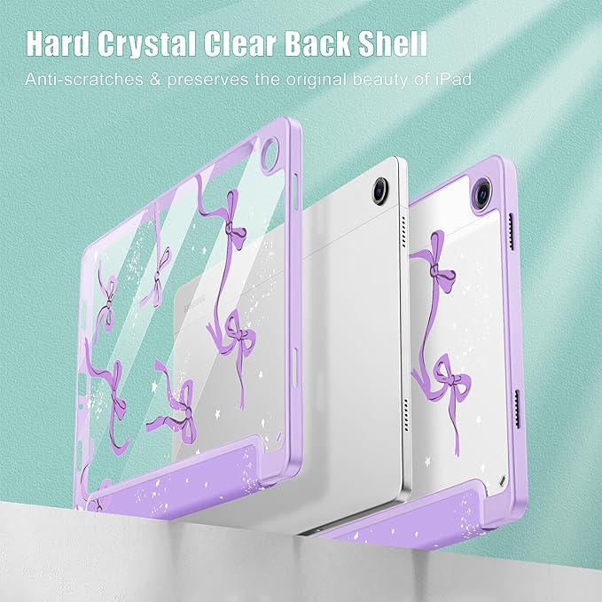 Tuiklol for Samsung Galaxy Tab A9+ Tablet 11” / A9+ Plus 2024 2023Buit-in S-Pen Holder with Clear Protective Cover Transparent Back Shell Auto Wake/Sleep Samsung Tab A9 Plus CoverBow-Purple