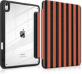 DONGKE Case for iPad Air 11-inch M4 2026 &amp M3 2025 &amp M2 2024 iPad Air 5th/4th Generation 10.9 2022/2020 [Built-in Pencil Holder] Clear Acrylic Back Trifold Stand Smart Cover Orange Stripes
