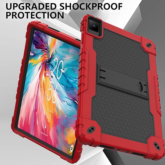 for TCL TAB 10 NXTPAPER 5G 10.4 Inch Tablet case Hybrid Shockproof Silicone Gel Protective Cover with Kickstand for TCL TAB 10 NXTPAPER 5G 10.4 Inch 2025 (9199S) (Red/Black)