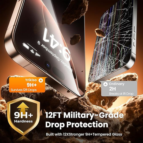 2-Pack for iPhone 16 Pro Screen ProtectorMilitary Grade ShatterproofBubble-Dust Free Box9H+ HD Tempered GlassFull CoverageScratch &amp Smudge Resistant for iPhone 6.3 inch