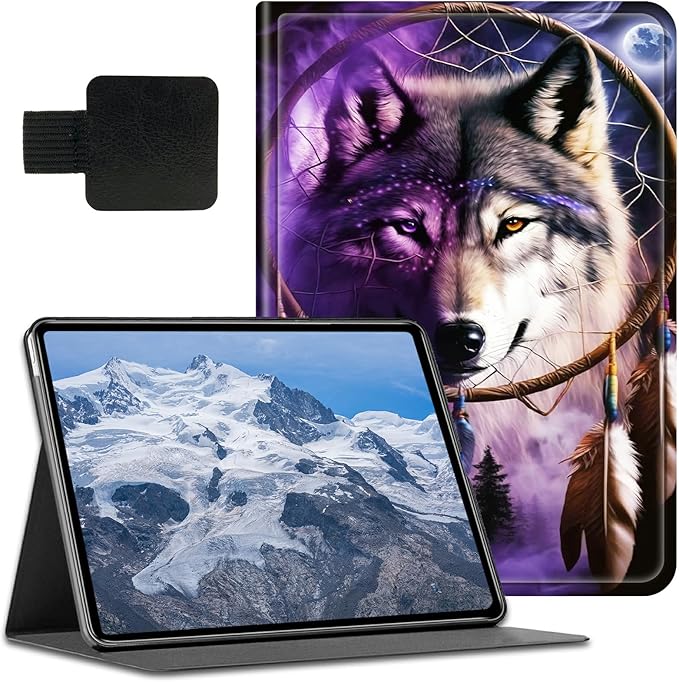 for Fire 7 Inch Tablet (9th/7th/5th Generation 2019/2017/2015 Release) Case with Pen Holder &amp Auto Wake/Sleepd Shockproof Stand Protective Cover for Fire 7 2019 TabletDream Chasing Wolf