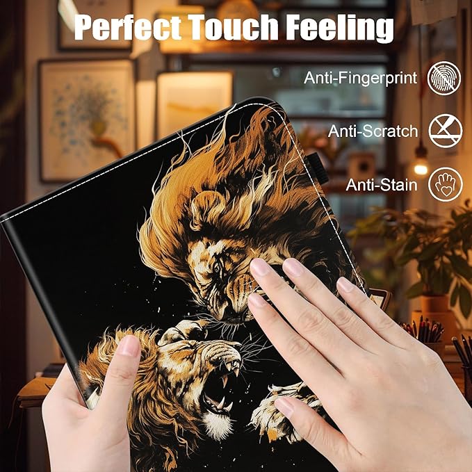 Case for Samsung Galaxy Tab S11 Ultra 14.6 Inch 2025(SM-X930/X936B)Card Slot PU Leather TPU Case Pen Holder Auto Wake SleepCool Lion