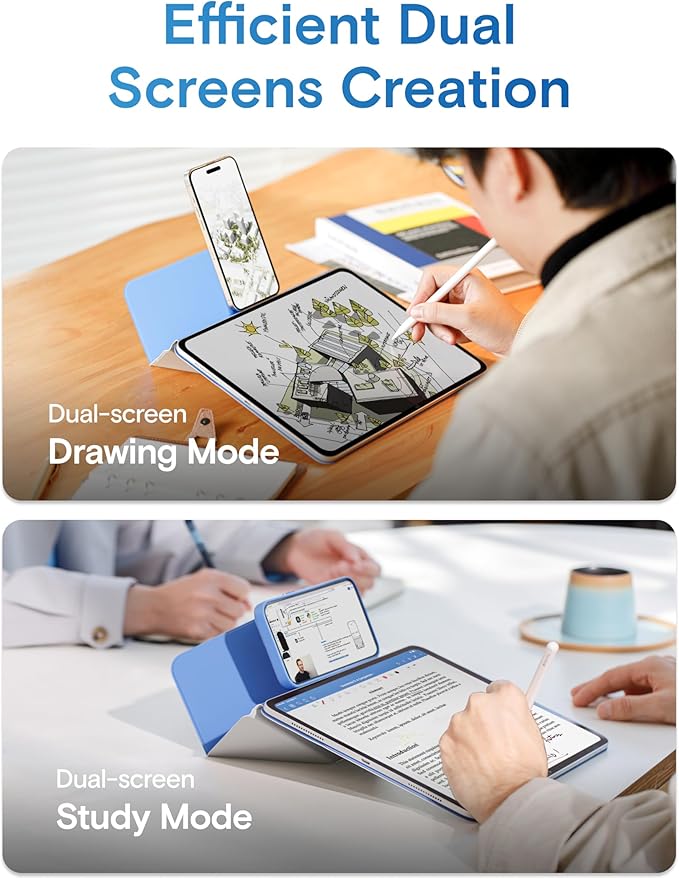 MOFT Dynamic Folio Case for iPad Pro 13-inch(M5 2025/M4 2024) Slim Magnetic Stand Case with 20+ Viewing Angles Auto Wake/Sleep Ultra Thin Panna Cotta x Faded Jeans