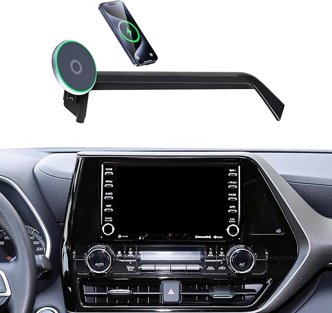 Car Phone Mount for 2020-2025 Toyota Highlander Accessories Apply to 8 Inch Touch Screen 15W Fast Wireless Charger Screen Fixed Clip Cell Phone Automobile Cradles Hands-Free