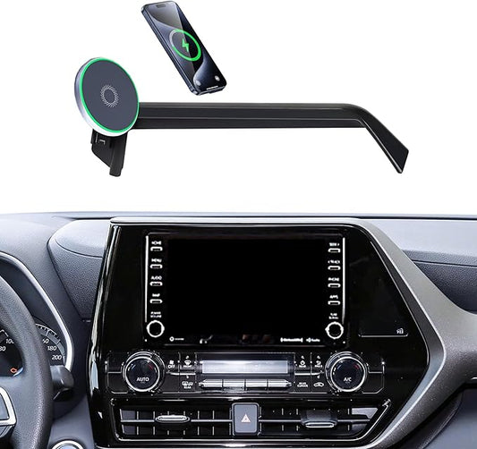 Car Phone Mount for 2020-2025 Toyota Highlander Accessories Apply to 8 Inch Touch Screen 15W Fast Wireless Charger Screen Fixed Clip Cell Phone Automobile Cradles Hands-Free