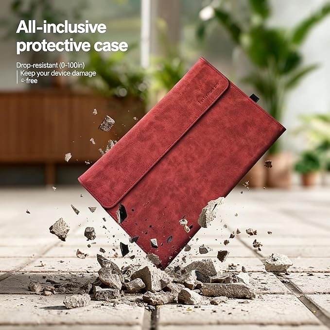 Professional Multi-Angle Tablet Case for Microsoft Surface Pro 12 2025 | PU Leather &amp Hard Shell Protective (Red 12 Pro)