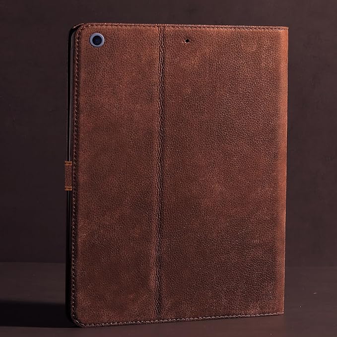 Gexmil Case for ipad 10.2 Inch9th/8th/7th Generation(2021/2020/2019) Genuine Leather Cover Auto Sleep/WakeCowhide Folio Cover with Adjustable Stand with BuckleAnti SlipSand Dark Brown