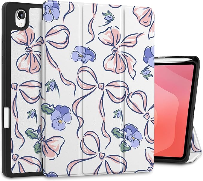DONGKE Case for Samsung Galaxy Tab S11 5G 11 2025 Model (SM-X730/X736B) Slim Lightweight Trifold Stand Cover with S Pen Holder Auto Sleep/Wake Soft TPU Shockproof Back Pansies Flower