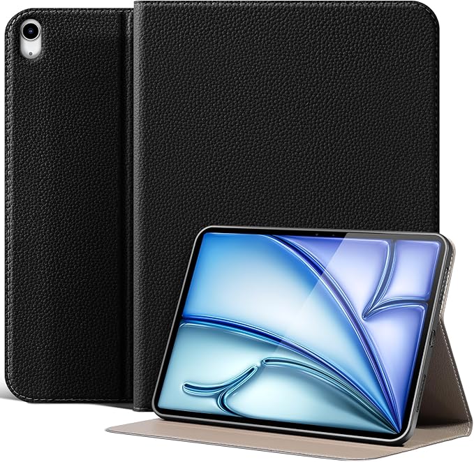 for iPad Air 13 Inch Case M4/M3/M2 (2026/2025/2024) Leather Protective Shockproof Smart Cover Adjustable Stand - Auto Wake/Sleep and Multiple View AnglesBlack.