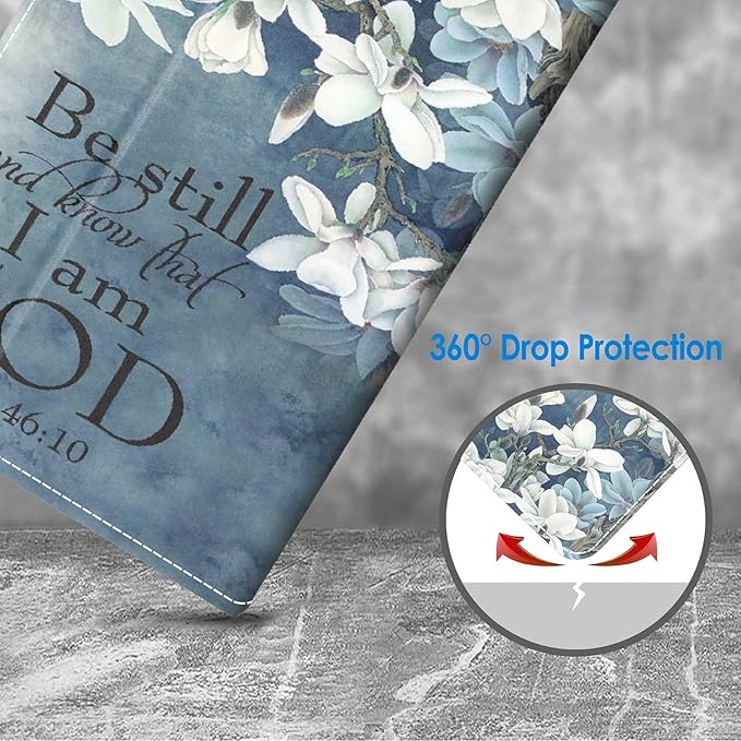 Case for Amazon Fire HD 10 Tablet 10.1 inch (9th/7th Generation 2019/2017 Release) - Slim Lightweight PU Leather Stand Cover with Auto Wake/Sleep Christian Quotes Bible Verse Psalm 46:10