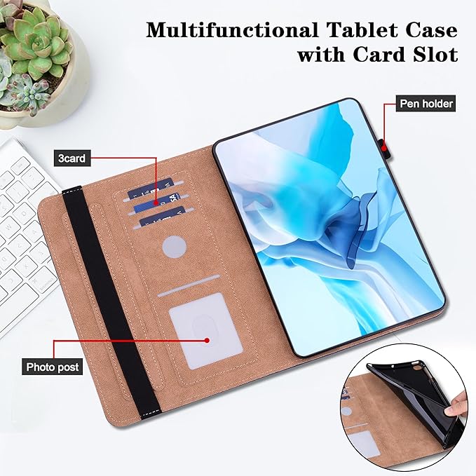 Case for Lenovo Idea Tab Pro 12.7 inch 2025 Tablet Multi-Angle Viewing Premium PU Leather Stand Case with Elastic Strap &amp Card Slots/Holder for Lenovo Idea Tab Pro 12.7 - Watercolor