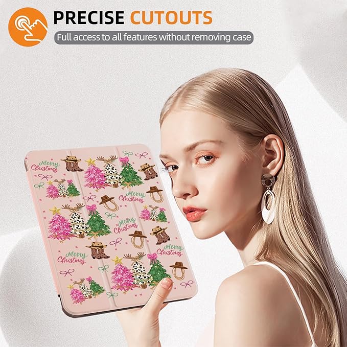 MAYCARI Cute Bow Christmas Tree Case for Ipad Pro 11''4Th/3Rd/2Nd Generation Fashion Aesthetic Boot Leather Cover Auto Sleep/Wake TPU Back Case for Ipad with Pencil Holder (2022/2021/2020)