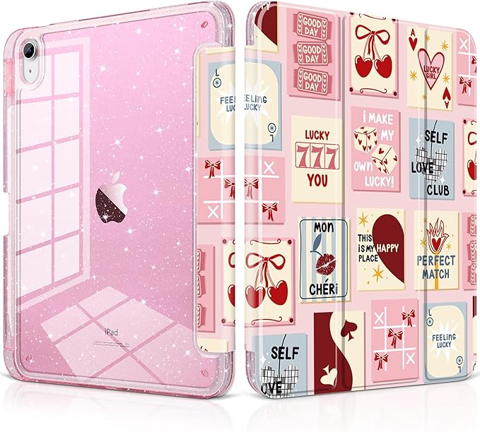 DONGKE for iPad Pro 11 inch Case – Fits M5 2025 / M4 2024 Shockproof Sparkling Glitter Acrylic Back Pencil Holder Trifold Stand Auto Sleep/Wake &amp Touch ID Support - Lucky You