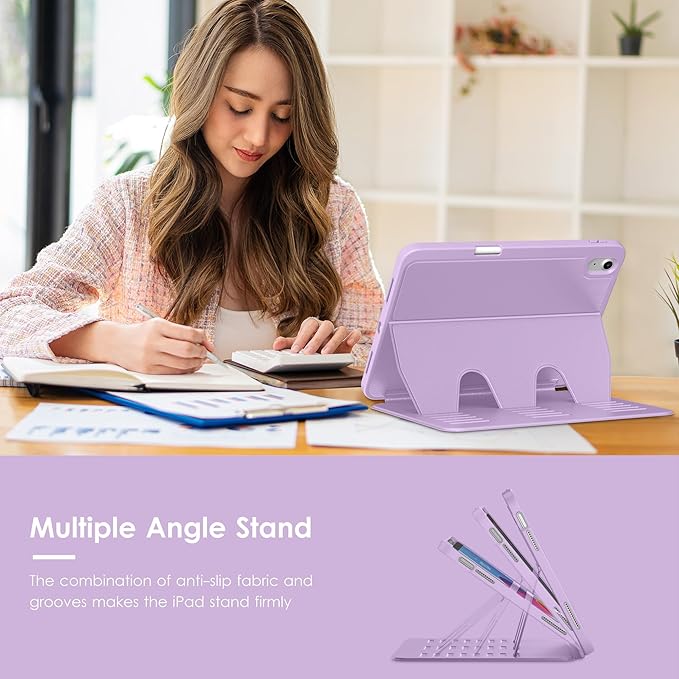 VIKESI Case for iPad (A16) 11-inch 2025 and iPad 10th/11th Generation 10.9 Inch 2022Multiple Angles Magnetic Stand CoverShockproof BackPencil Holderand Auto Sleep/WakeLilac