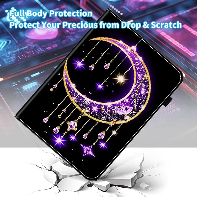 Case for iPad 9th Generation/iPad 8/iPad 7 iPad 10.2 2021 2020 2019/iPad Air 10.5/iPad Pro 10.5Card Slot PU Leather TPU Case Pen Holder Auto Wake SleepMoon Stars