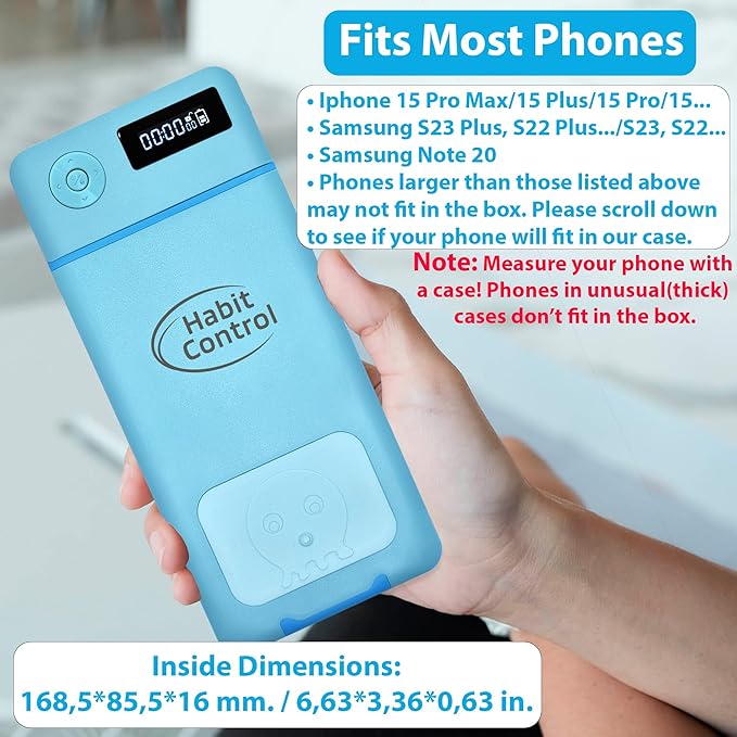 Cellphone Lock Box - Timer Locked Box for Self-Discipline Portable Time Phone Safe Lock for iPhone and Android Mobile Phones Lockbox for Cell Phones to Reduce Screen Time (Blue)