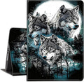 Case for Amazon Kindle Fire HD 10 and Fire HD 10 Plus 10.1 Tablet Case (13th/11th Generation 2023/2021 Release) Slim Fit PU Leather Cover with Auto Sleep/Wake - Gray Wolf Under The Moon