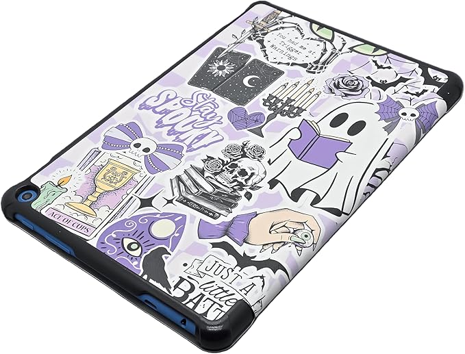 Case Fits New Amazon Fire HD 10 Tablet Case(Only Fit 13th Gen 2023 Release) Bookish Reading Trifold Lightweight Hard Shell Stand Cover with Auto Wake/Sleep Purple Spooky
