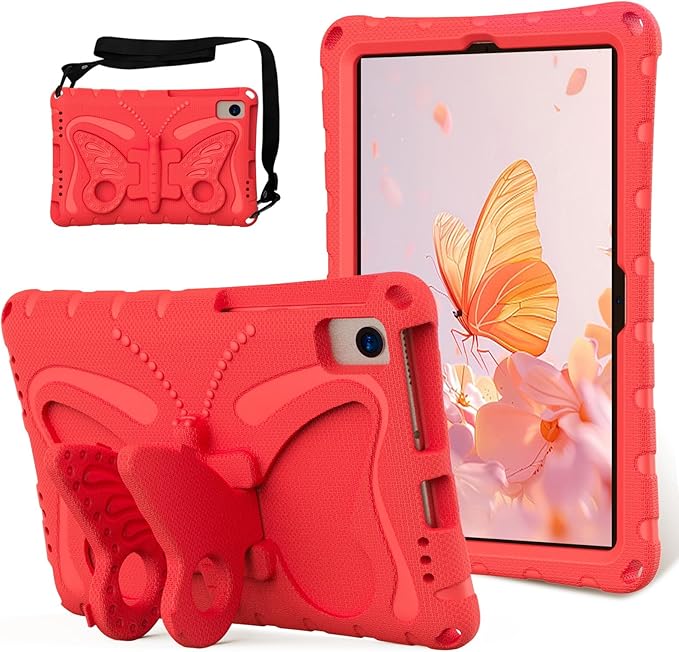 YEMENGHUA Heavy Duty Protection Compatible with Samsung Galaxy Tab S5e 10.5 (2019) SM-T720Lightweight EVA Kid Friendly Shockproof Protective CaseShoulder Strap Case Butterfly Kids Case(Vermelho)