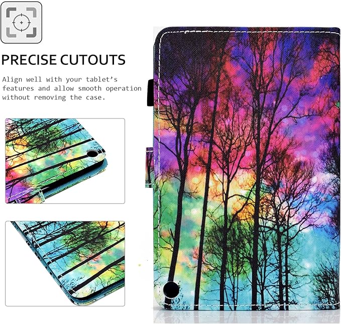 Smart Case for Amazon Fire HD 10 13th/11th Gen Fire HD 10 Plus(Pro) 2021/2023 Techcircle Slim Folio Stand Magnetic Flip Cover with Card Slots+Pen Holder Auto Sleep/Wake Colorful Forest