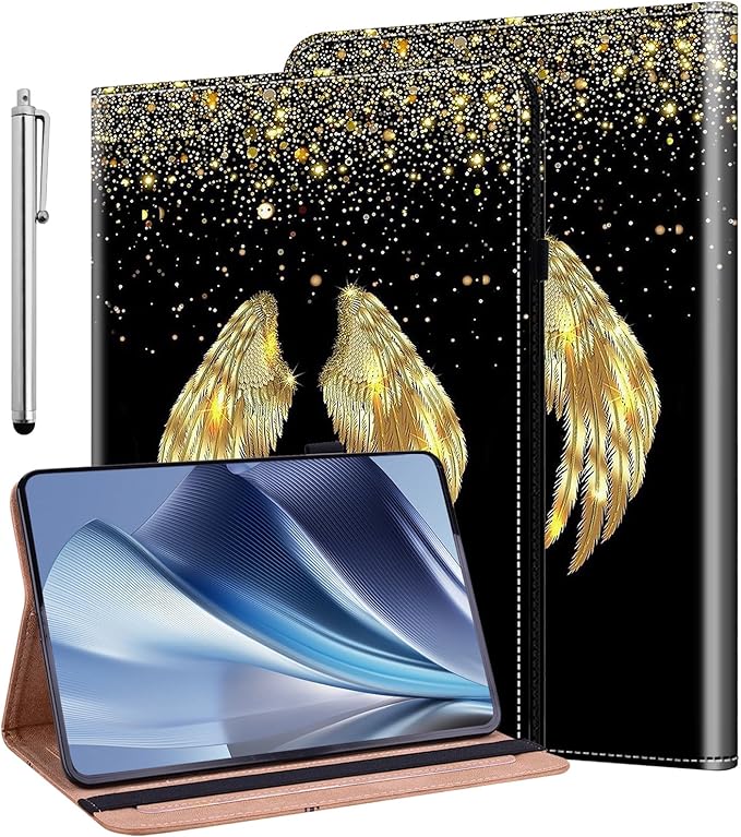 ALILANG for Kindle Fire HD 8 8th/7th/6th Generation Case 2016/2017/2018 Lightweight Folio Shockproof Folding Stand Protector Cover for Fire HD 8 8 inch Case -Gold Wings