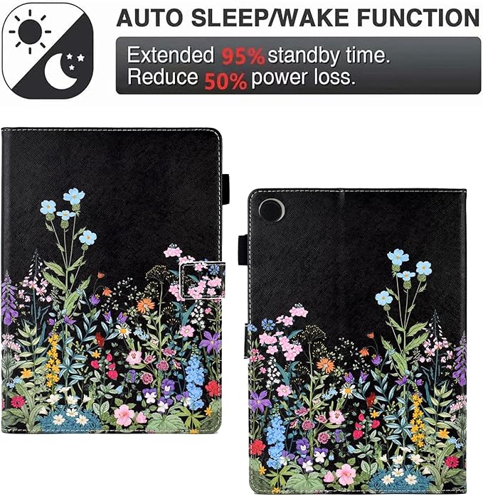 Case for Fire HD 8 Tablet (8th/7th/6th Generation 2018/2017/2016 Release) Premium PU Leather Folio Stand Cover Protective Case with Auto Sleep Wake Flowers