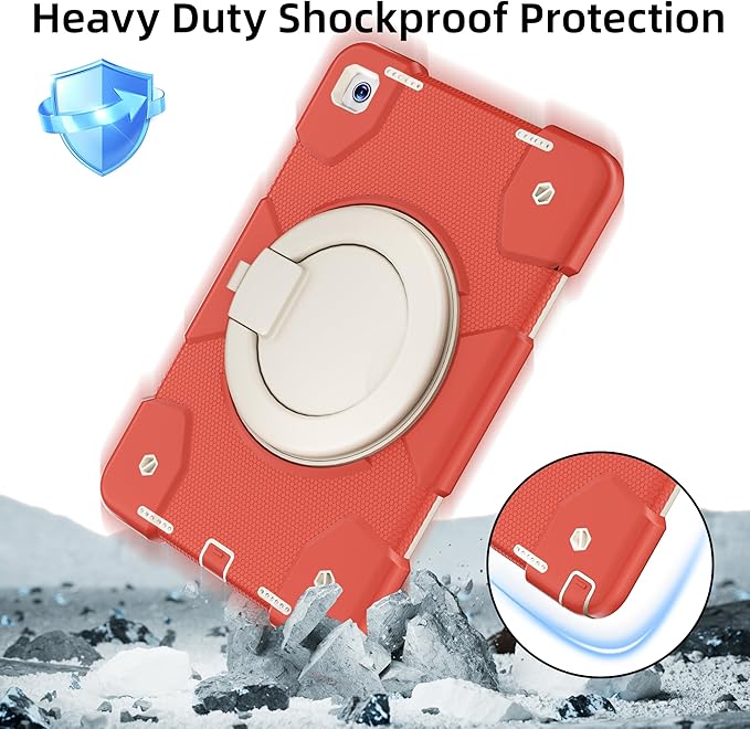 Case for Samsung Galaxy Tab A9+/A9 Plus Case 11 Inch with Screen Protector/360° Rotating Stand/Pen Holder/Shoulder Strap Shockproof Cover for Tablet A9+ 5g (Orange)