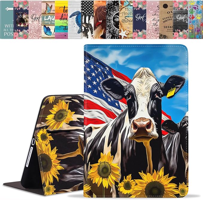 American Flag Cow and Sunflower