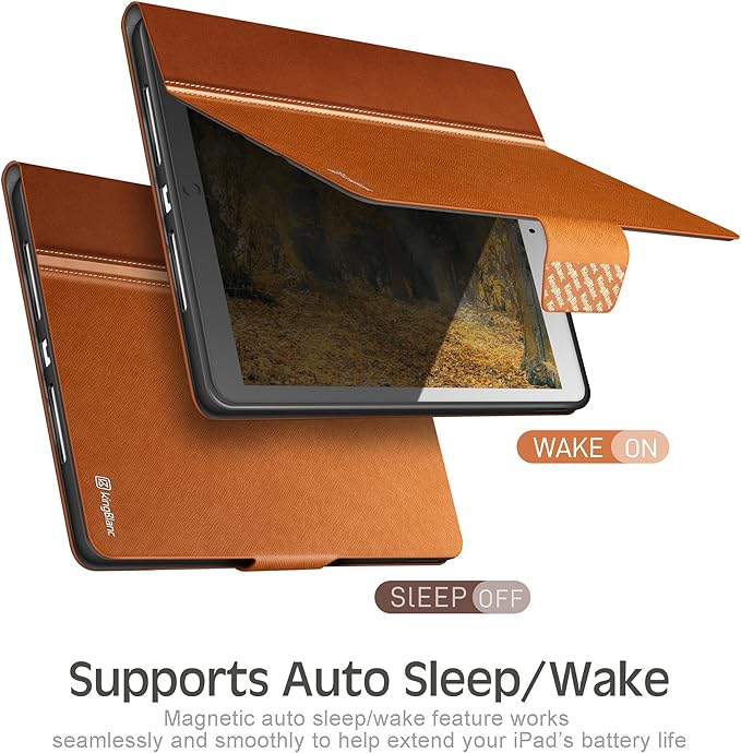 KingBlanc Case for iPad Air (3rd Generation) 10.5 2019 / iPad Pro 10.5 inch 2017 Case with Apple Pencil Holder Vegan Leather Smart Cover Auto Sleep/Wake Multi-Angle Folding Brown