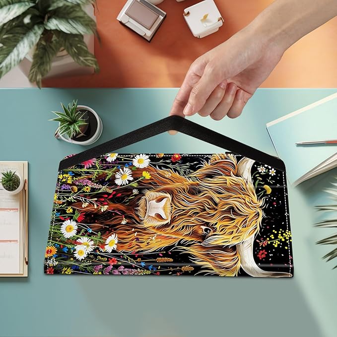 Case for Samsung Galaxy Tab S9 FE 5G 10.9 Inch/Galaxy Tab S9 11 Inch 2023Card Slot PU Leather TPU Case Pen Holder Auto Wake SleepHighland Cow Flowers