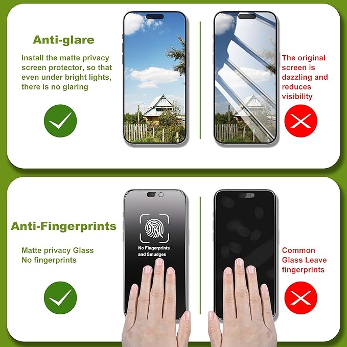 2-Pack Matte Privacy Glass Screen Protector for iPhone 17 AirAnti-Glare &amp Anti-SpyAnti-ReflectionSmooth as SilkMilitary-Grade 9H HardnessEasy Installation