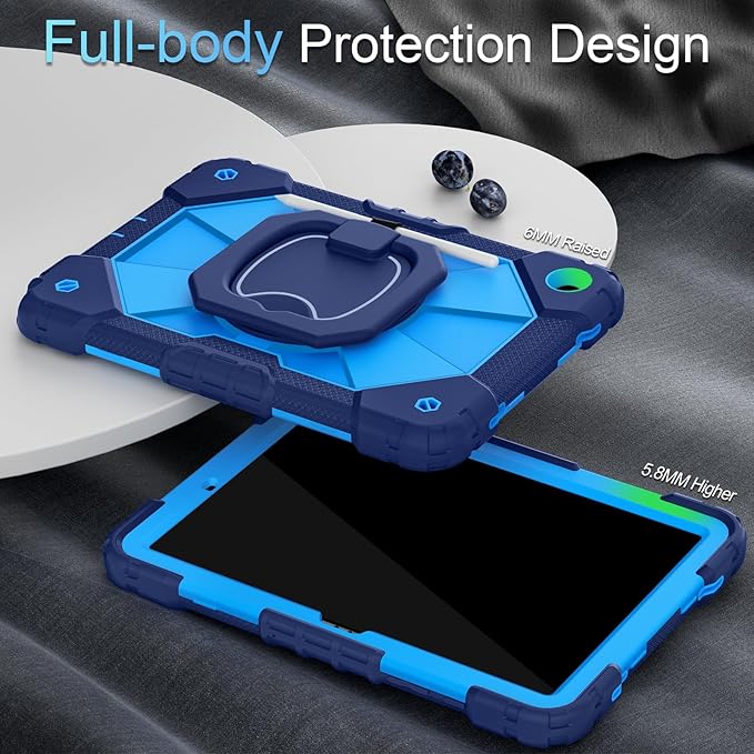Case for Samsung Galaxy Tab A11+/A9+ Plus 11 Inch with Screen Protector/Rotating Stand/Pen HolderMilitary Grade Shockproof Cover for Galaxy Tab A11 Plus/A9 Plus Tablet CaseNavy Blue