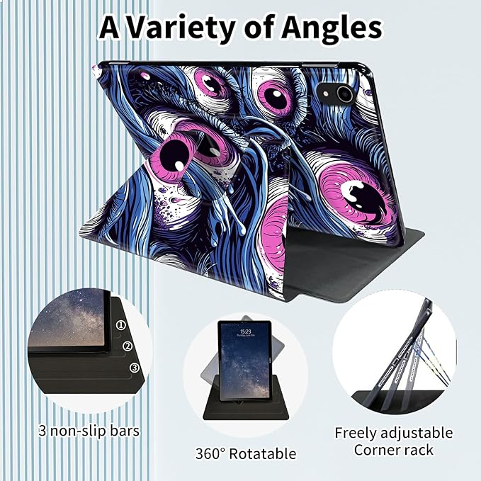 Case for iPad (A16) 11th Generation 11 Inch (2025)iPad 10th Generation 10.9 Inch (2022)360 Degree Rotating Multi-Angle Viewing Case with Auto Sleep/Wake-Trippy Eye