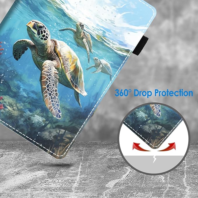 Case for All-New Amazon Fire Max 11 Tablet (11 Inch 13th Generation 2023 Release) Slim Folding Stand Folio Cover with Card Slot &amp Auto Wake/Sleep - Watercolor Sea Turtle