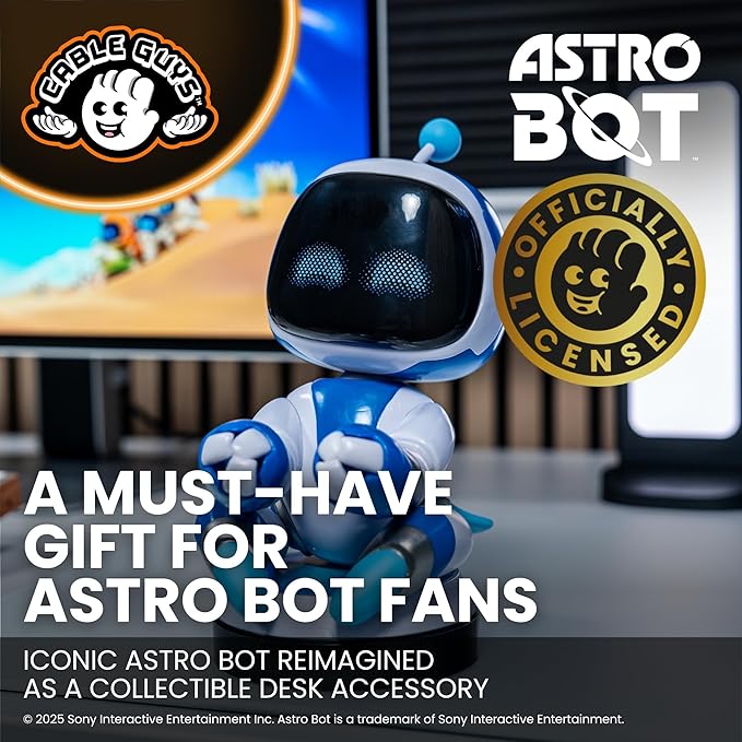 Cableguys Astro Bot Controller Holder &amp Phone Stand - Gaming Setup Accessories for Desk and Game Room Controller Stand Compatible with Xbox PlayStation &amp Most Standard Game Controllers