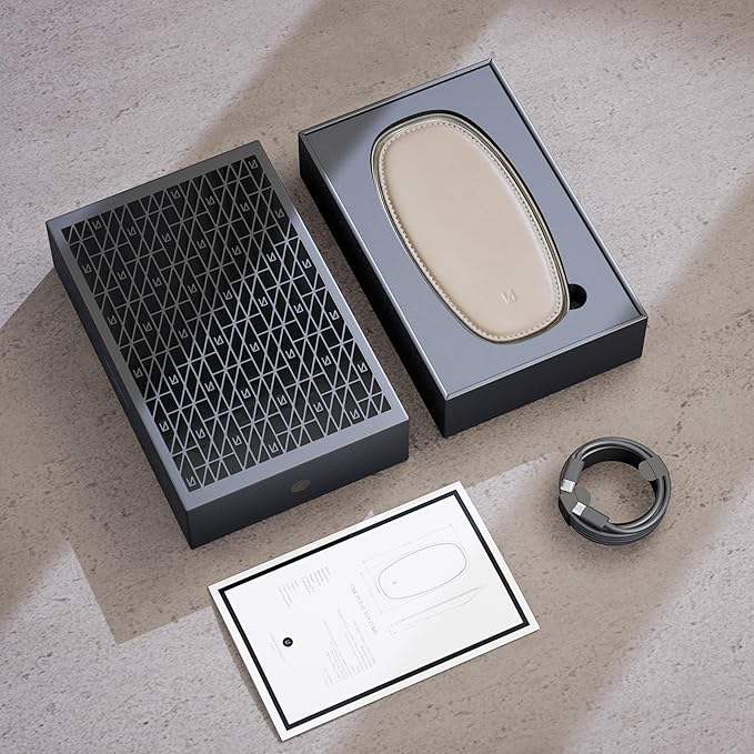 Lunar Artefacts Wireless Charger Lunar Sahara Tan Beige Leather Chrome Plated Brass