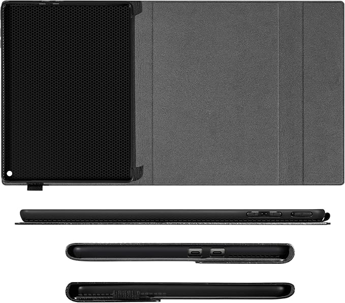 for Microsoft Surface Pro 12 case 12-inch 1st Edition 2025 Release Genuine Leather Cover Protective Shell Compatible with Type Cover Keyboard and Pencil Holder.Black
