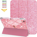 Case for iPad (A16) 11th Generation 11 inch 2025 &amp iPad 10th Generation 10.9 inch 2022 with Stand/Pencil Holder [Auto Wake/Sleep] Glitter Bling PU Leather &amp Clear Soft TPU Back Shell Pink