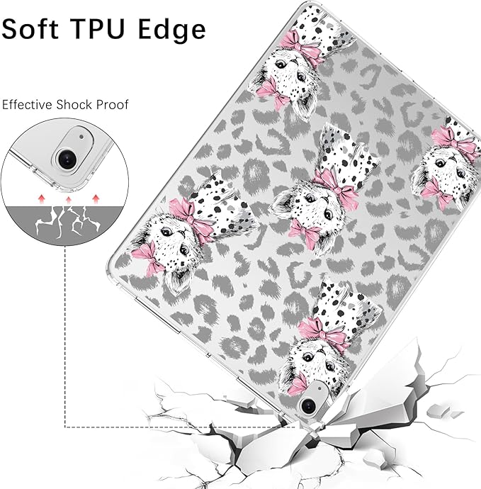 for 11 iPad Pro 4th/3rd/2nd/1st Gen (2022/2021/2020/2018)Cute Leopard Cat Crystal Clear CaseSlim Lightweight Anti-Scratch Soft TPU Bumper Hard Acrylic Back Cover for Women