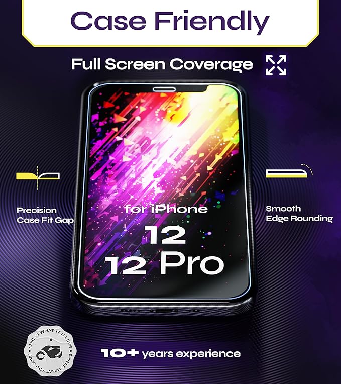 Defenslim for iPhone 12 &amp 12 PRO Screen Protector (2Pack) Easy Auto-Dust &amp Align Install Kit 6.1 Tempered Glass 9H Hardness Ultra HD Clear Case Friendly WonderShield