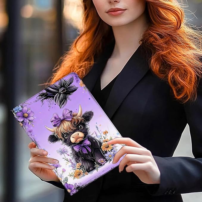 Case for Amazon Kindle Fire HD 10 and Fire HD 10 Plus 10.1 Tablet Case (13th/11th Generation 2023/2021 Release) Slim Fit PU Leather Cover with Auto Sleep/Wake - Baby Highland Cow